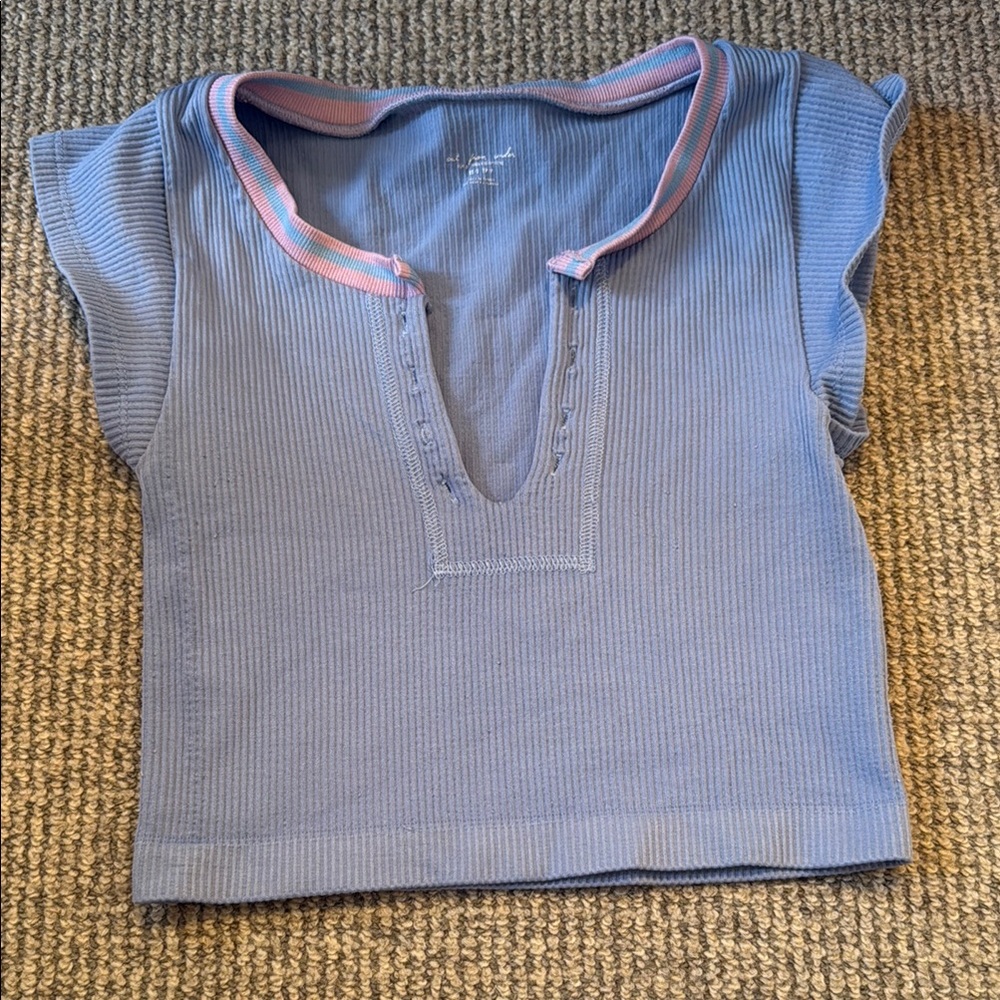 Urban Outfitters Blue and Pink Short Sleeve Tee